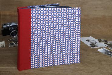 Blue - red photo album "Gustl", square album, retro pattern